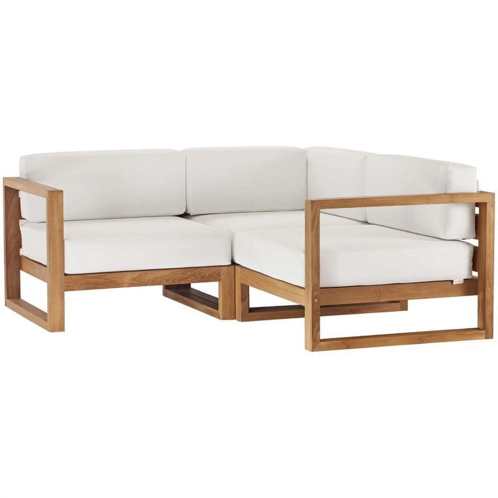 3 Piece Solid Teak Wood Patio Sectional I2726