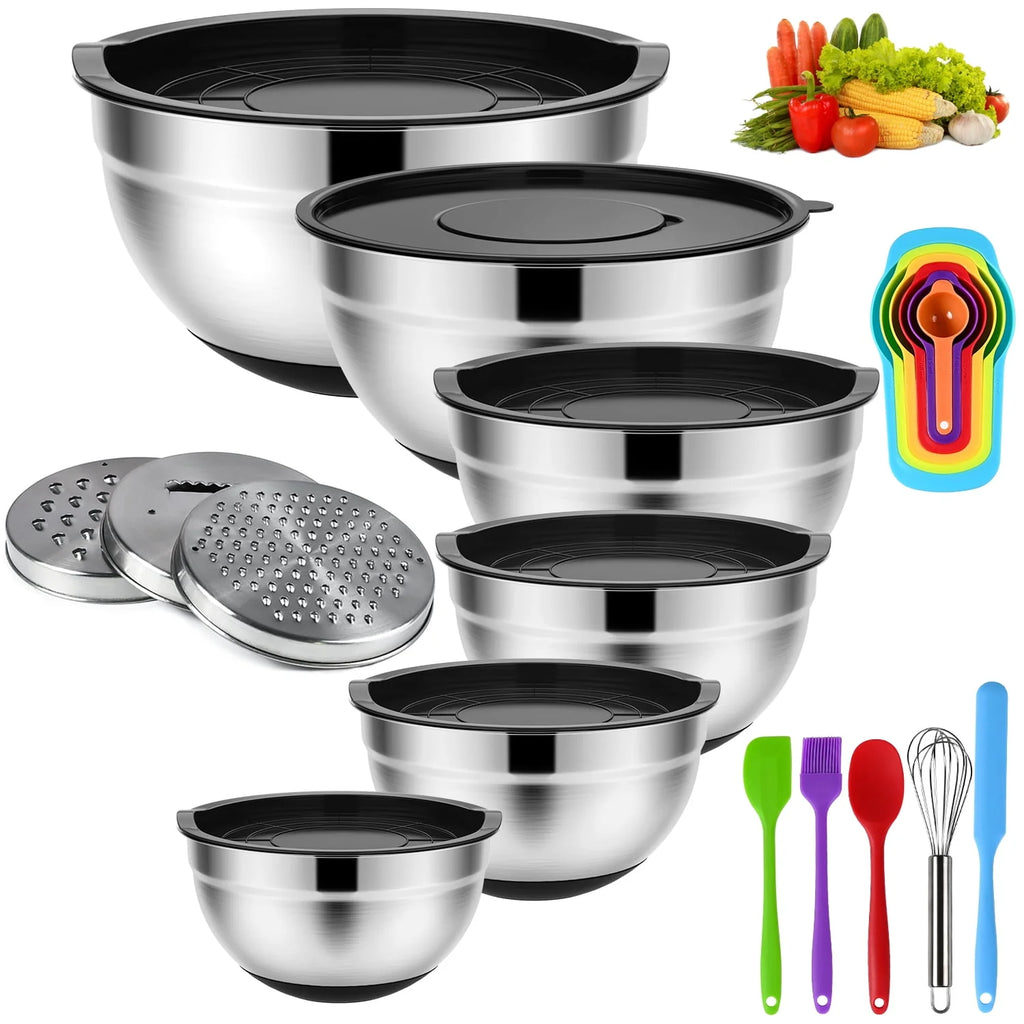 20 Pcs Stainless Steel Mixing Bowls Set with Lids Q1519