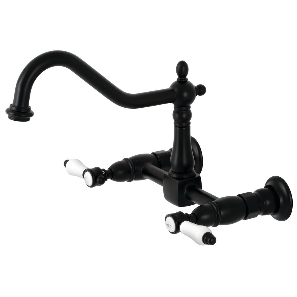Matte Black Wall Mount Bridge Kitchen Faucet Q315