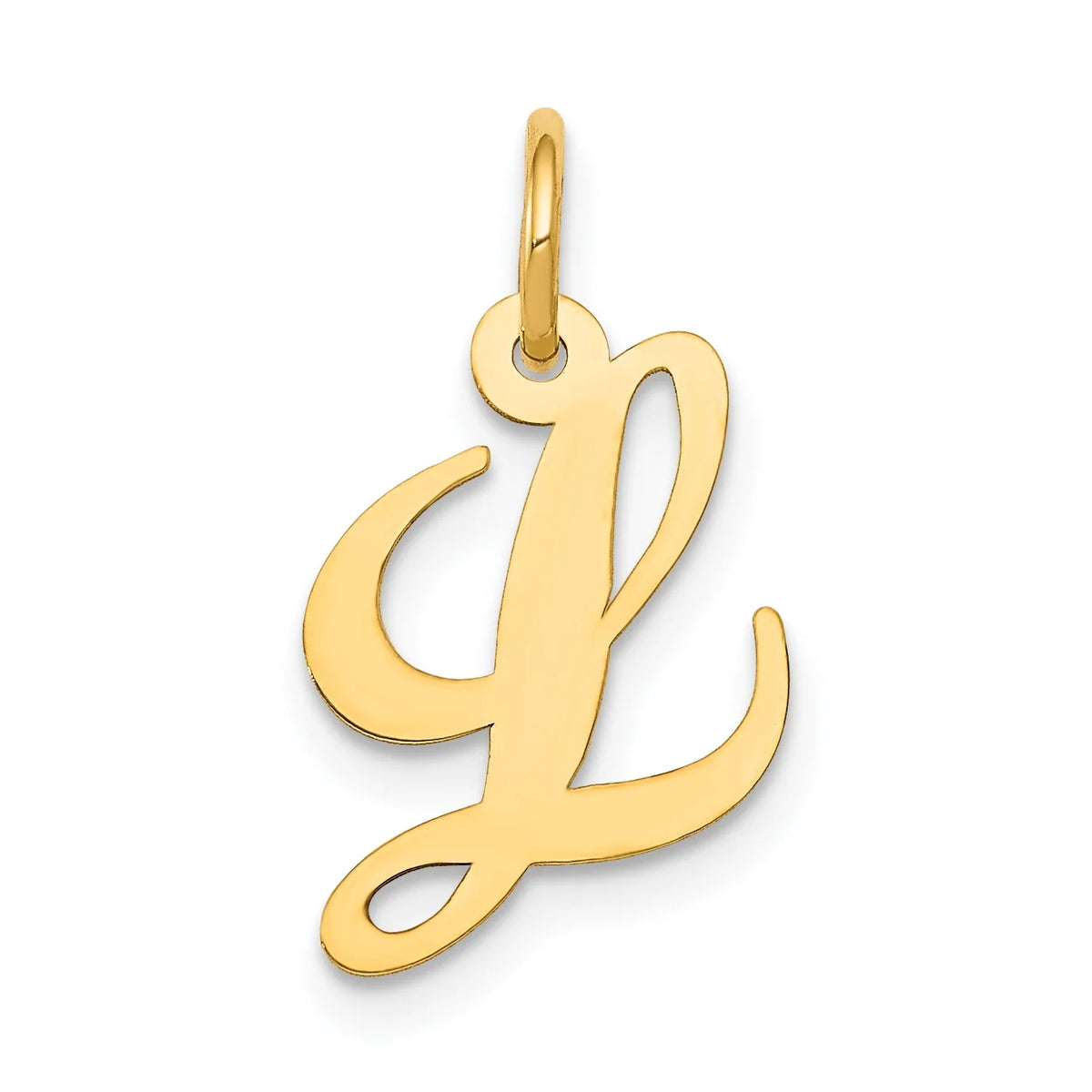 14K Yellow Gold Script Letter L Initial Pendant Charm with Rope Chain Necklace 20'' V495362