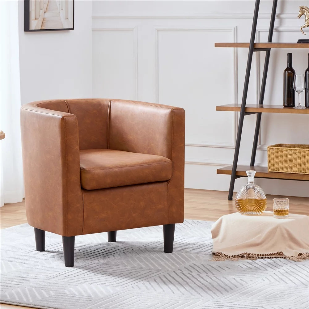 Brown Faux Leather Upholstered Accent Chair E757170