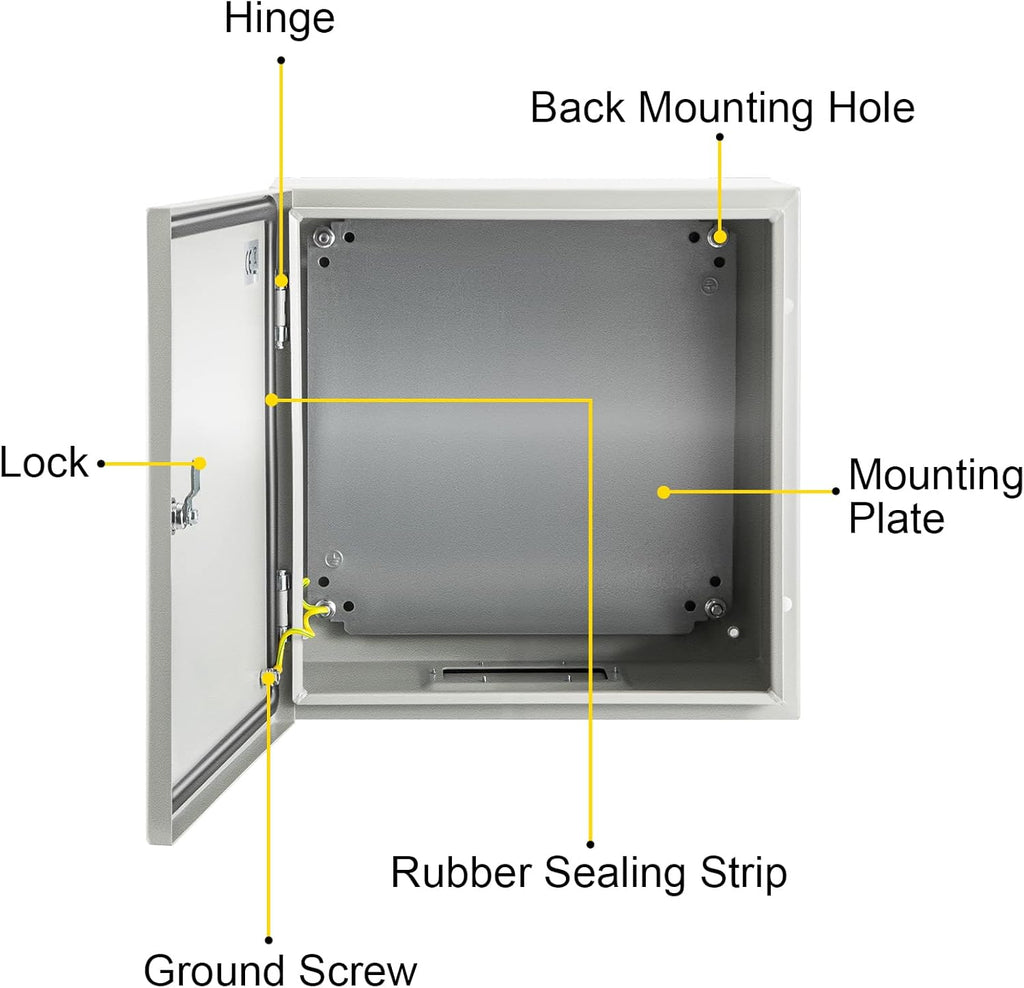 20 x 20 x 6'' NEMA 4X Steel Electrical Box with Mounting Plate W63192
