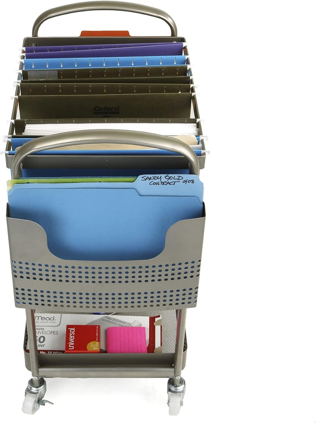 Silver Metal Mobile File Cart V63687
