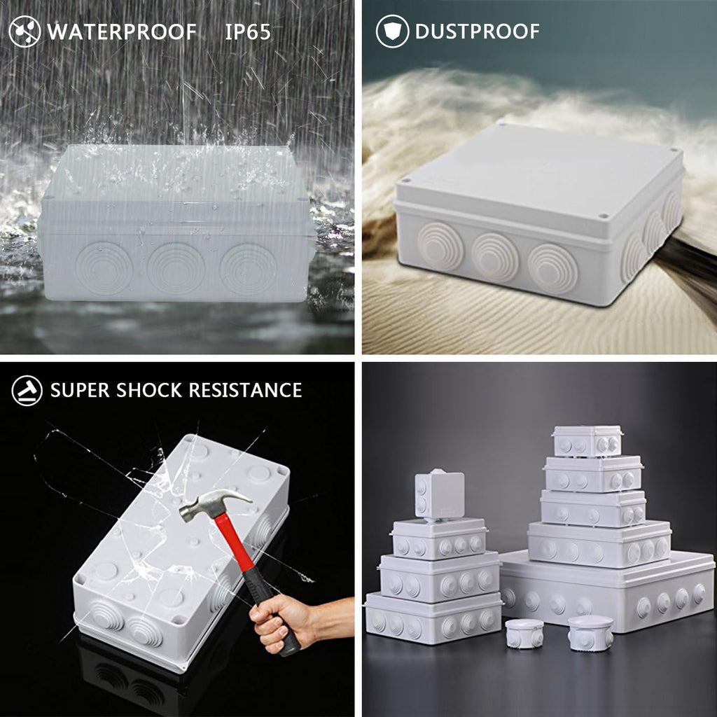 White ABS Plastic IP65 Junction Box 11.8 x 9.8 x 4.7 inch Pack of 2 P506