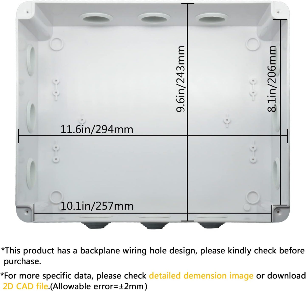 White ABS Plastic IP65 Junction Box 11.8 x 9.8 x 4.7 inch Pack of 2 P506