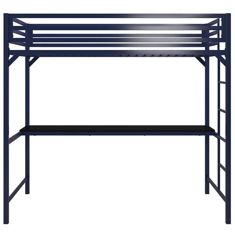 Twin Metal Loft Bed with Desk in Blue N98713