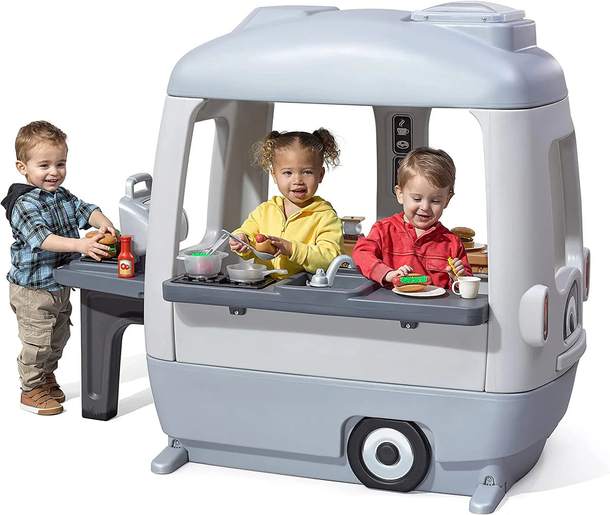 Gray Toddler Outdoor Playhouse with 50pc Accessory Set T226
