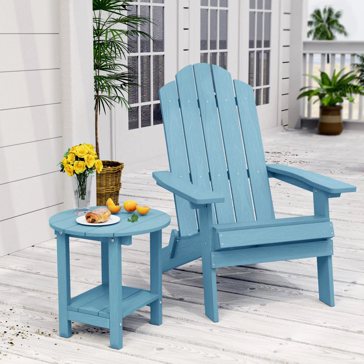 18 Inch 2-Tier Plastic Outdoor Side Table with Storage Shelf F240098