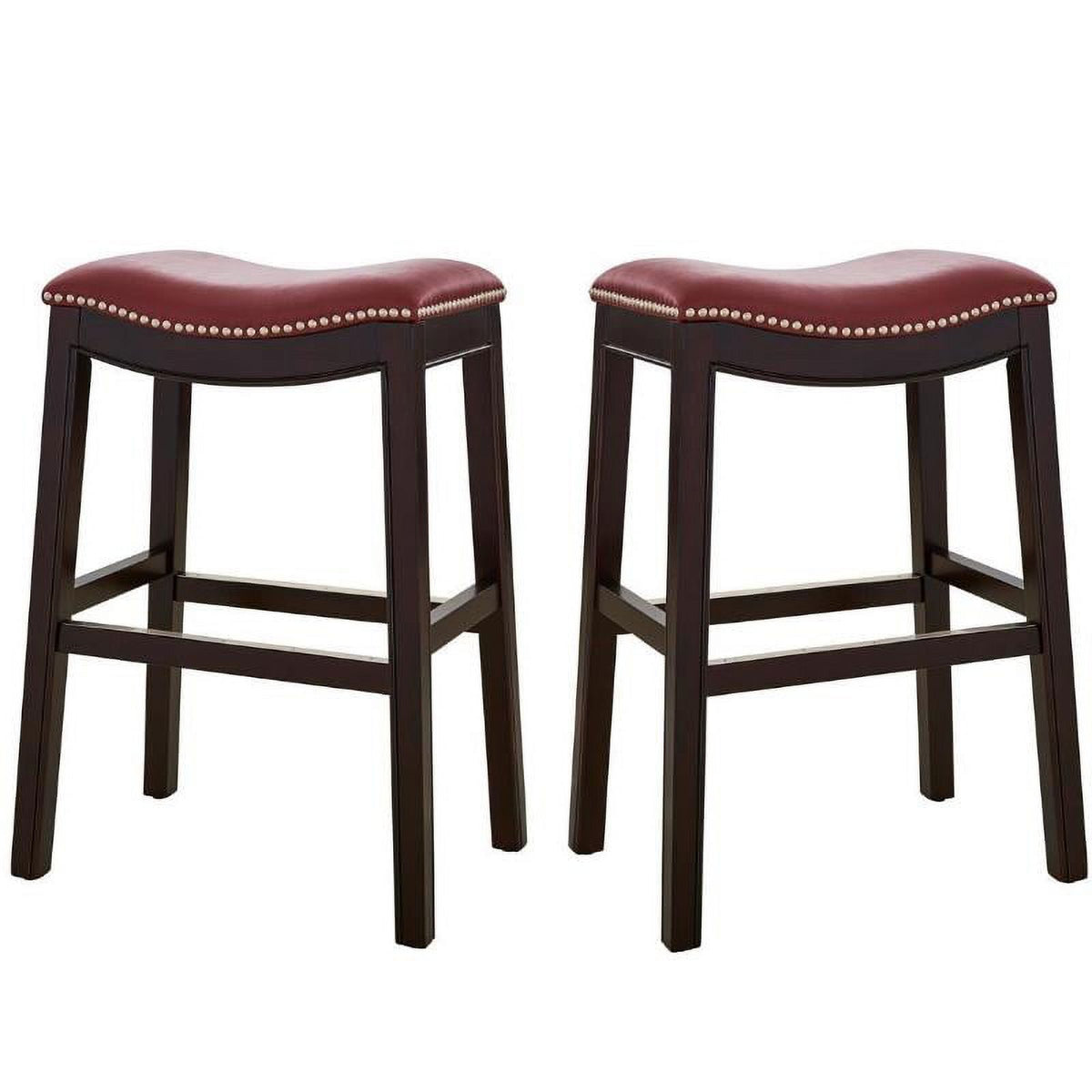 2 Piece Faux Leather Counter Height Barstool Set in Red N72468
