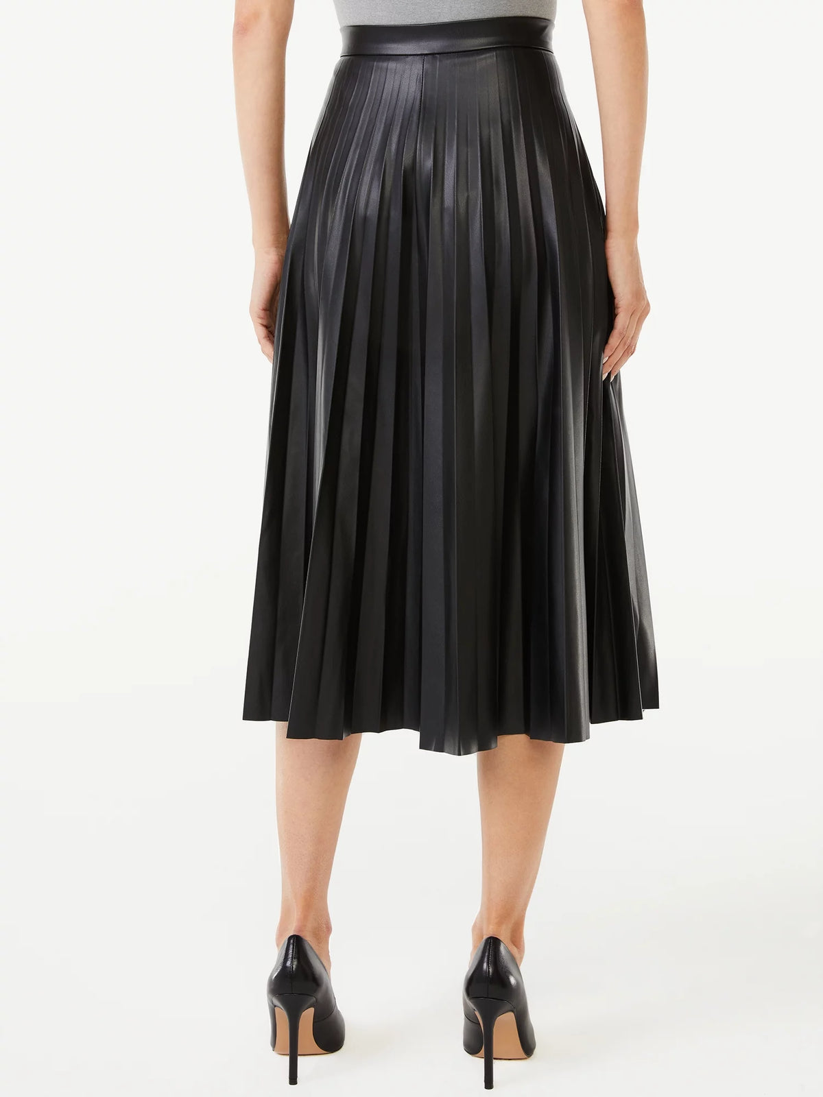 Women’s Faux Leather Pleated Skirt S315