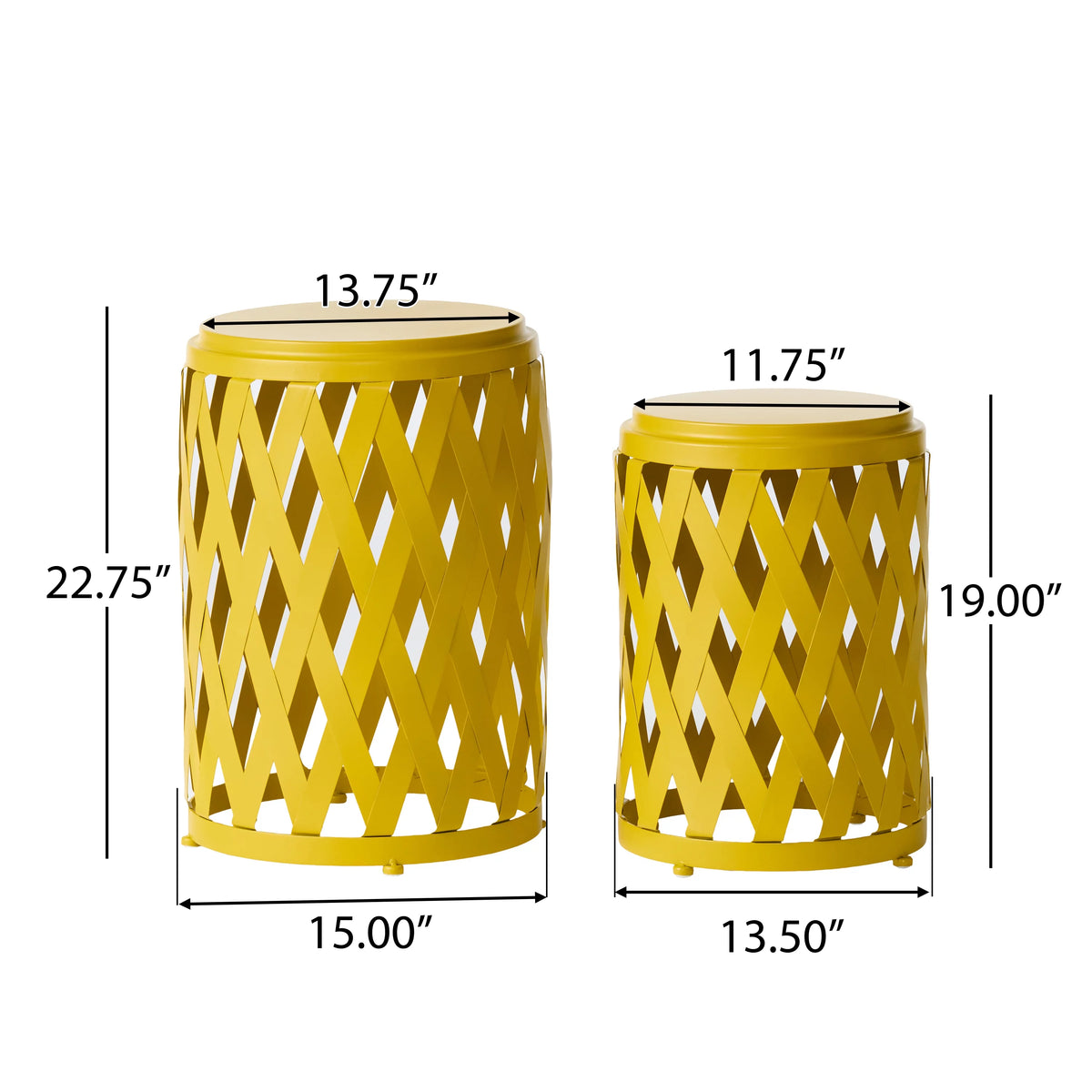 Iron Side Table Set Matte Yellow Z4756