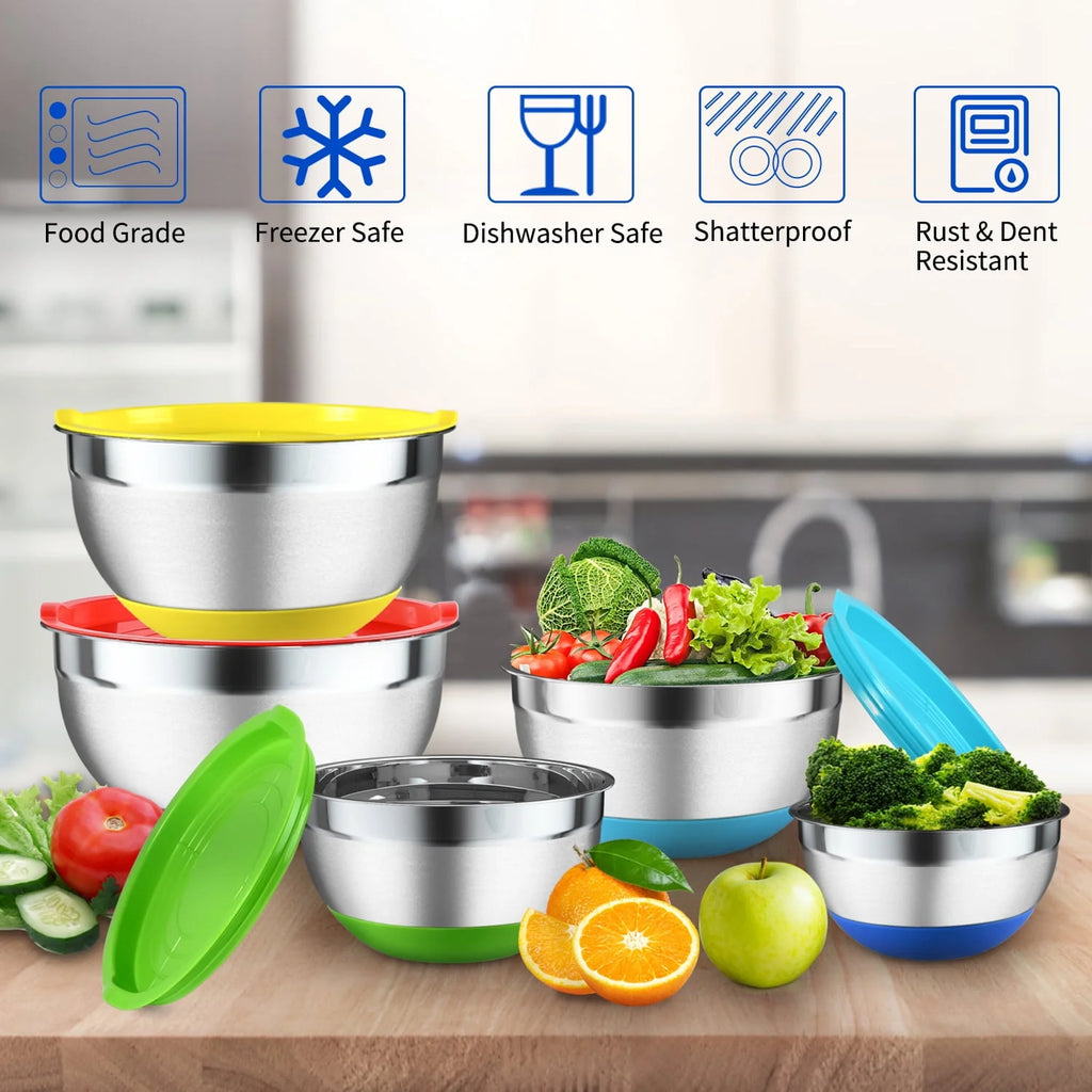 20 Pcs Stainless Steel Mixing Bowls Set with Lids Q1519