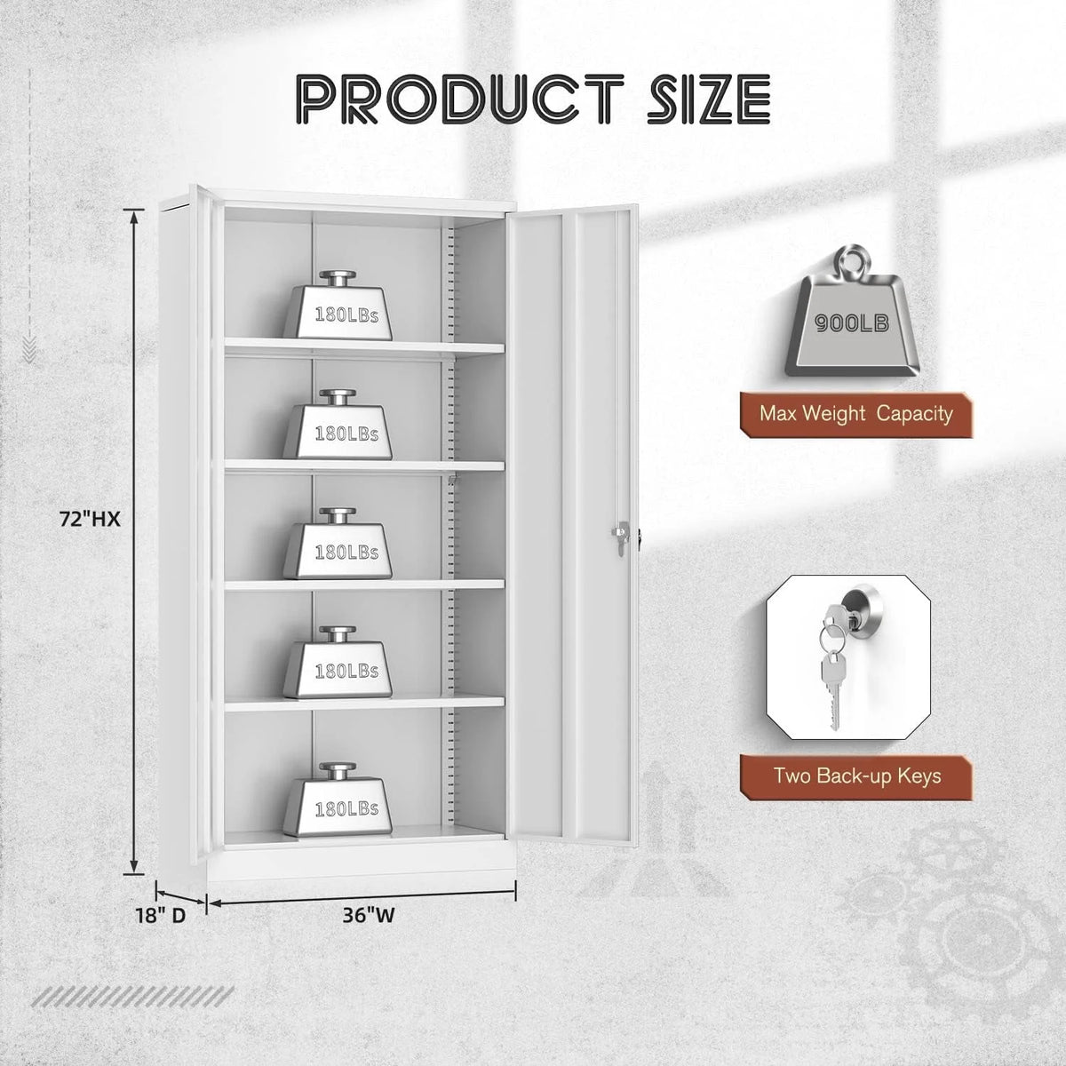 Black Metal Storage Cabinet with Locking Doors and Adjustable Shelves U783892