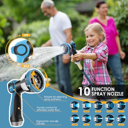 100 ft Flexible Non-Expanding Garden Hose with 10 Function Spray Nozzle M478299