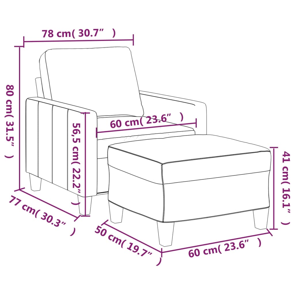 Black Faux Leather Sofa Chair with Footstool Q2470