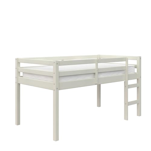 Black Twin Pine Wood Loft Bed with Guard Rail F802