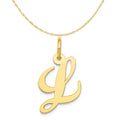 14K Yellow Gold Script Letter L Initial Pendant Charm with Rope Chain Necklace 20'' V495362