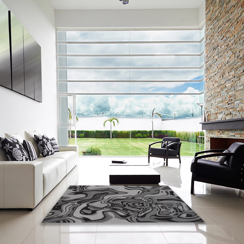 Dark Gray Black Area Rugs, 2' x 3' H5225