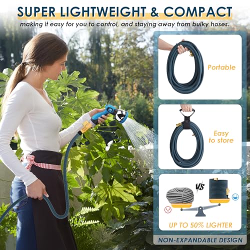100 ft Flexible Non-Expanding Garden Hose with 10 Function Spray Nozzle M478299