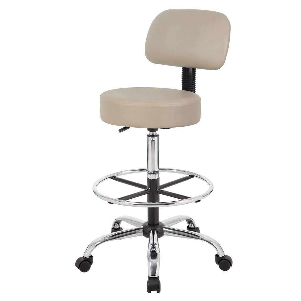 Beige Caressoft Medical Drafting Stool with Back Cushion E578936