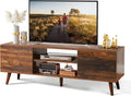 Black TV Stand with Storage Cabinets & Open Shelf L143