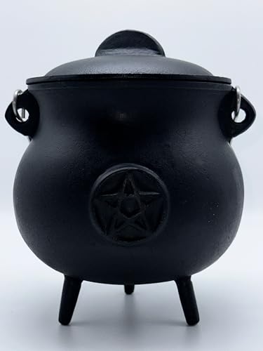 7.5" Diameter Cast Iron Cauldron with Lid and Handle M451