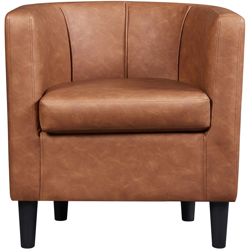 Brown Faux Leather Upholstered Accent Chair E757170