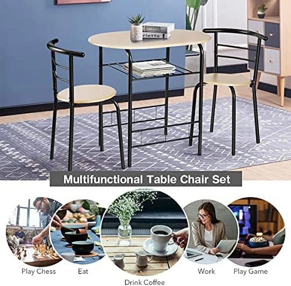 3-Piece Round Dining Set with 2 Chairs P9531