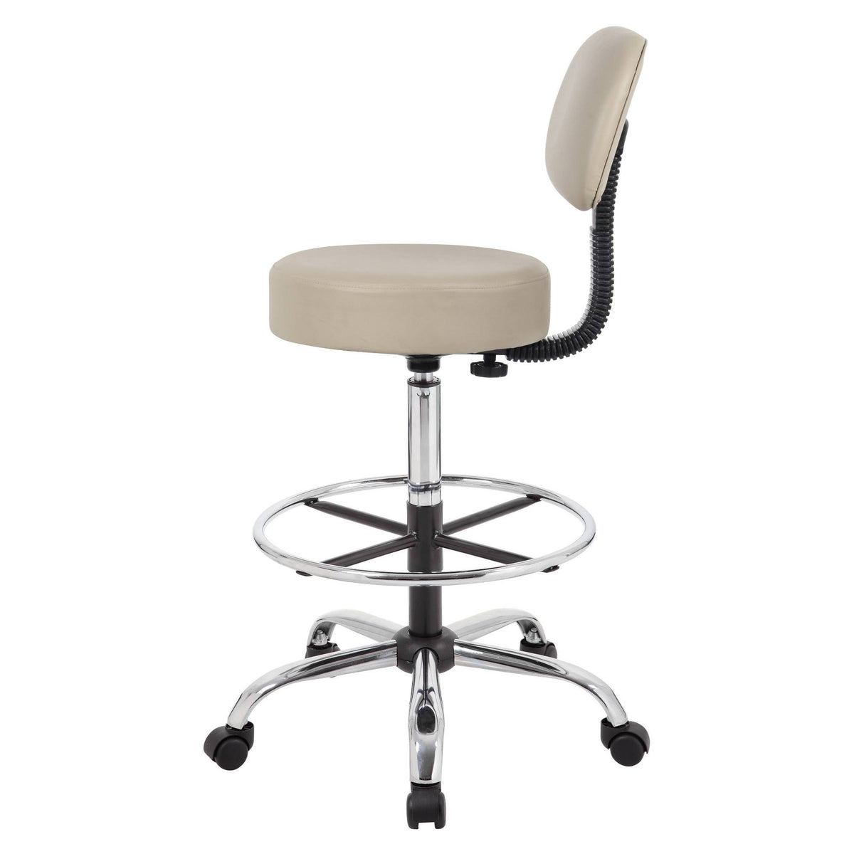 Beige Caressoft Medical Drafting Stool with Back Cushion E578936