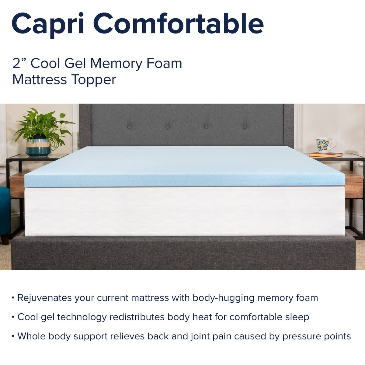 2 inch Cool Gel Memory Foam Mattress Topper Full Z549101