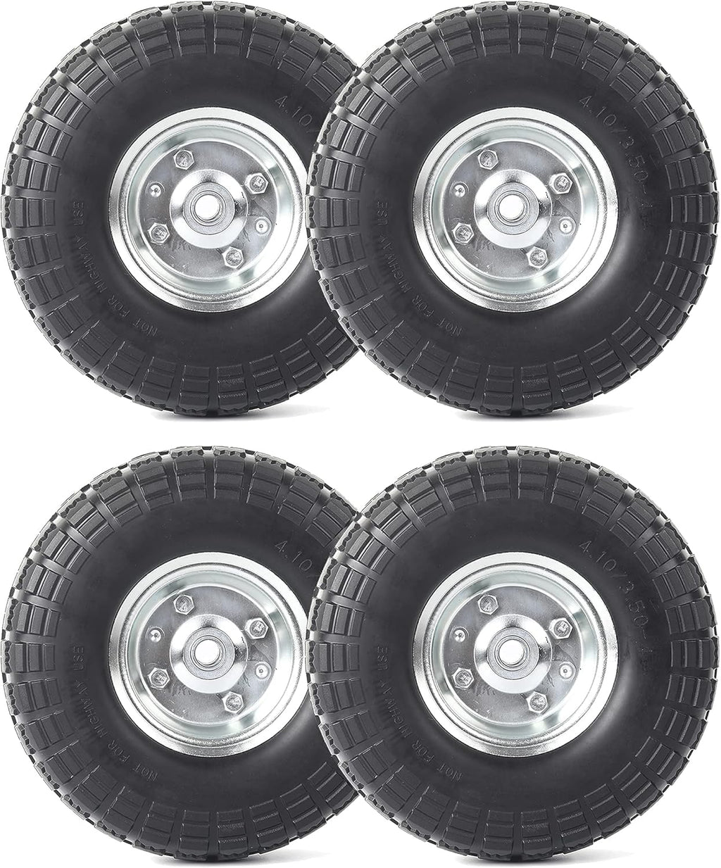 10-Inch Solid Rubber Tires and Wheels 4-Pack Z2022