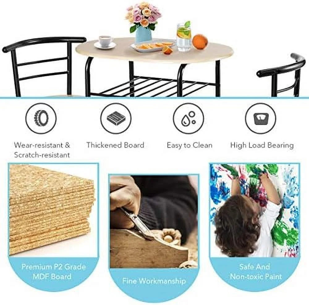 3-Piece Round Dining Set with 2 Chairs P9531