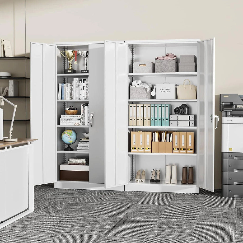 Black Metal Storage Cabinet with Locking Doors and Adjustable Shelves U783892