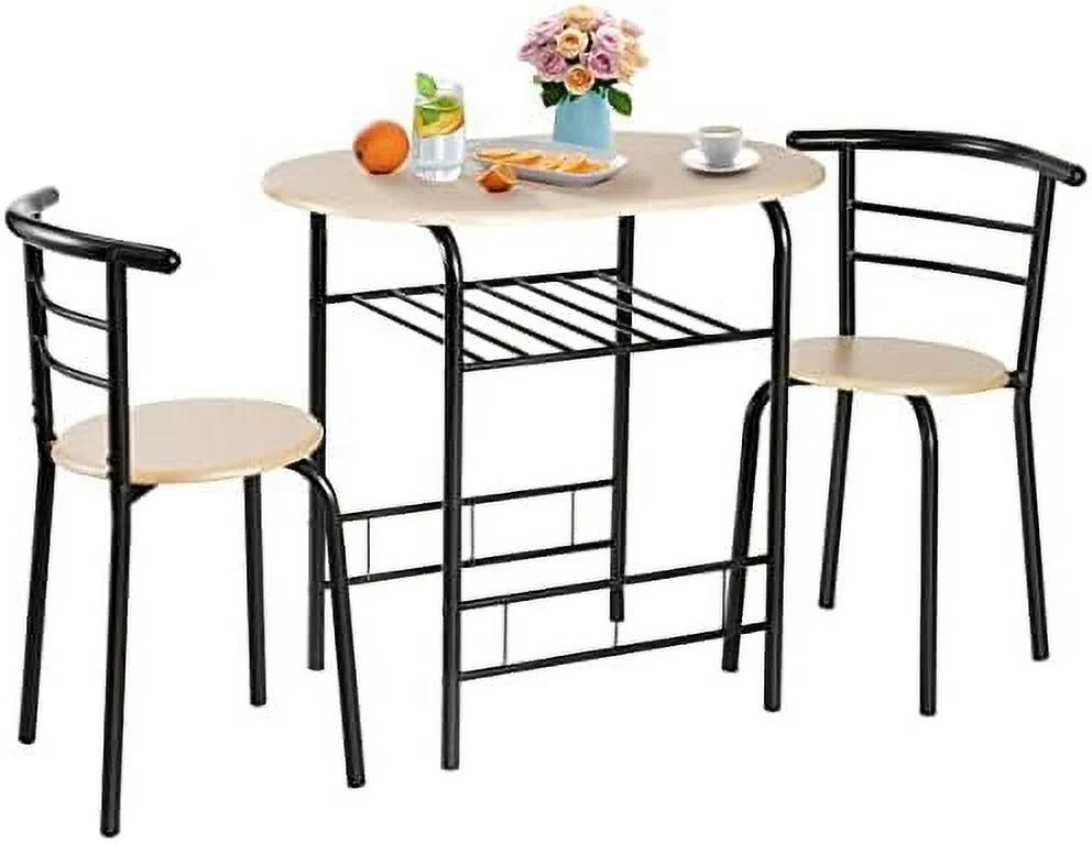 3-Piece Round Dining Set with 2 Chairs P9531