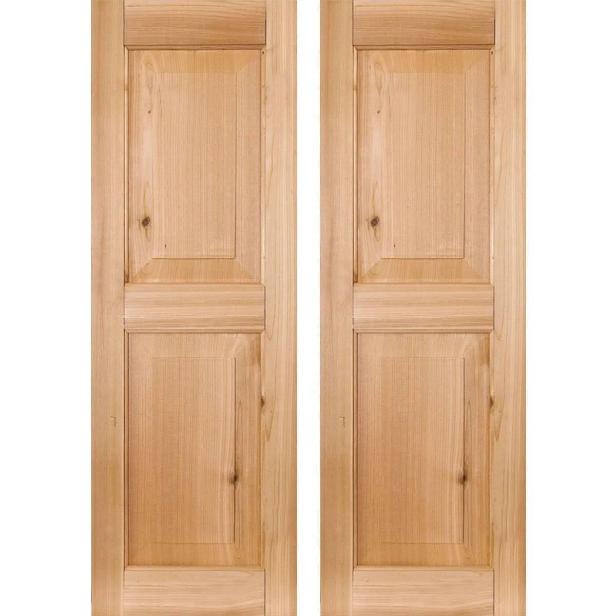 12 in. x 50 in. Real Wood Pine Raised Panel Shutters Pair Unfinished X116