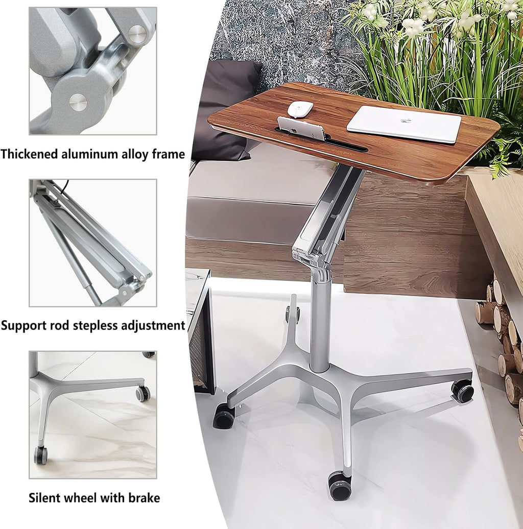 Adjustable Height Rolling Laptop Stand Desk with Wheels P257
