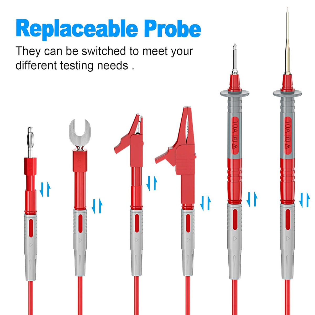 24pcs Professional Electrical Multimeter Test Lead Kit with Tip Probes, Alligator Clips, Test Hook Clips, Spade Plug, Banana Plug J365