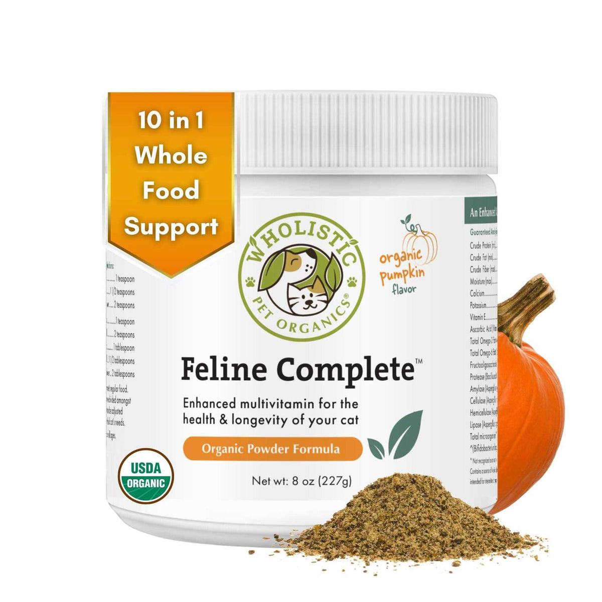 Organic Feline Complete Pumpkin Enhanced Powder Multivitamin for Cats W5657