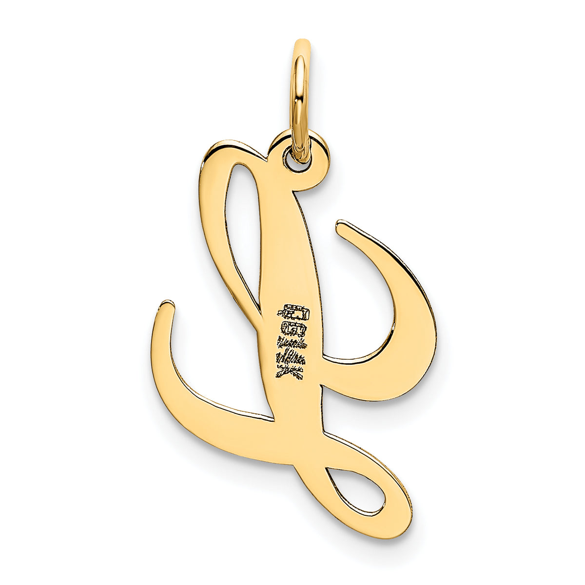 14K Yellow Gold Script Letter L Initial Pendant Charm with Rope Chain Necklace 20'' V495362