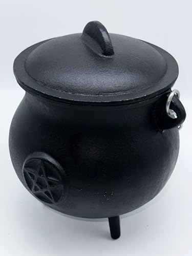 7.5" Diameter Cast Iron Cauldron with Lid and Handle M451
