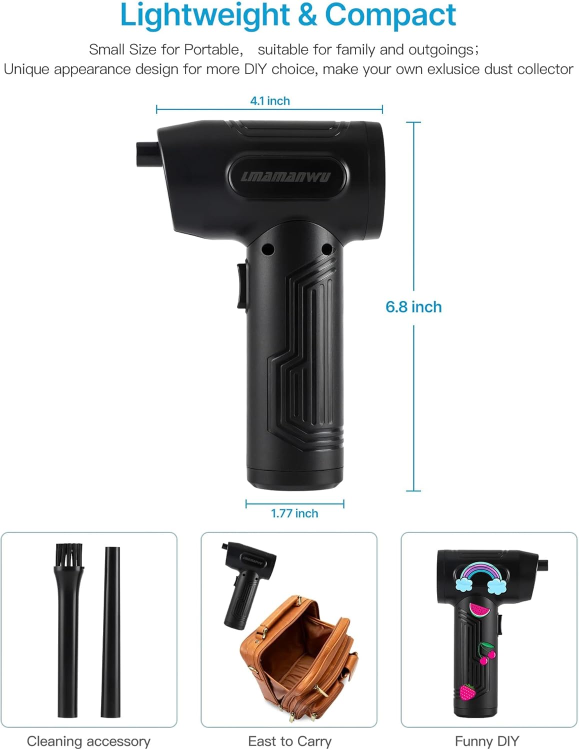 Cordless Air Duster Portable Air Blower 50000 RPM Rechargeable Y273266