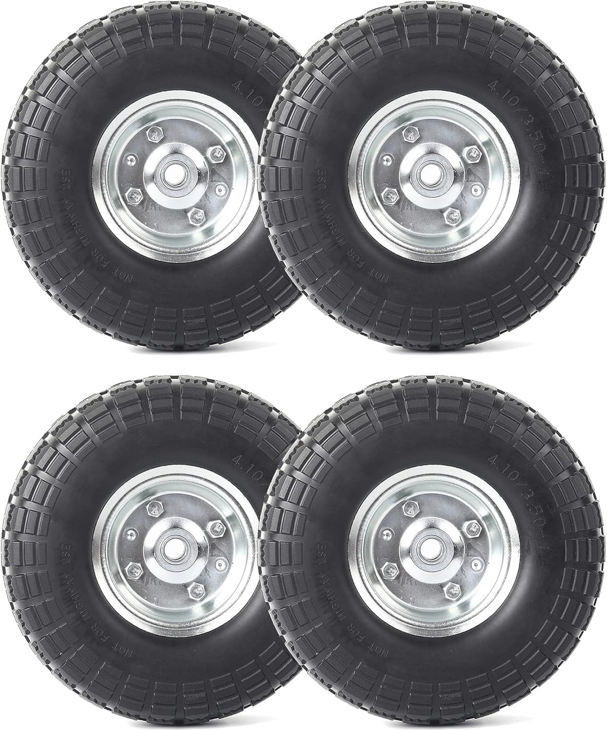 10-Inch Solid Rubber Tires and Wheels 4-Pack Z2022