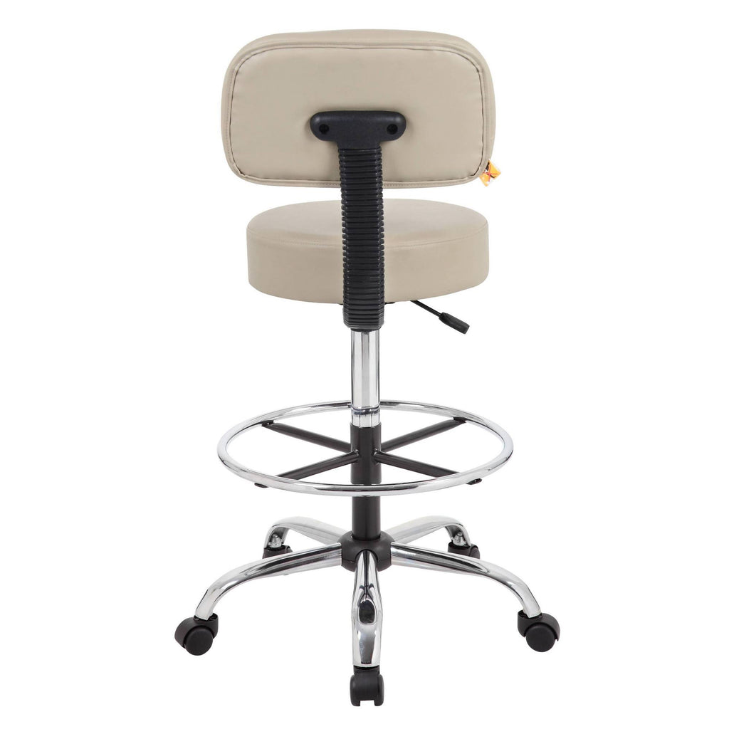 Beige Caressoft Medical Drafting Stool with Back Cushion E578936