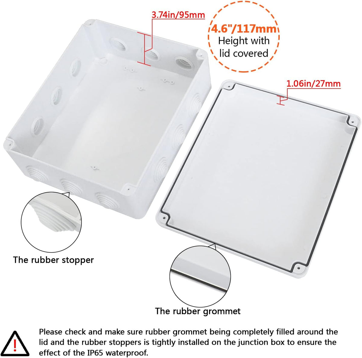 White ABS Plastic IP65 Junction Box 11.8 x 9.8 x 4.7 inch Pack of 2 P506