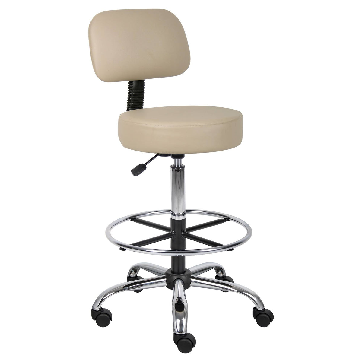 Beige Caressoft Medical Drafting Stool with Back Cushion E578936