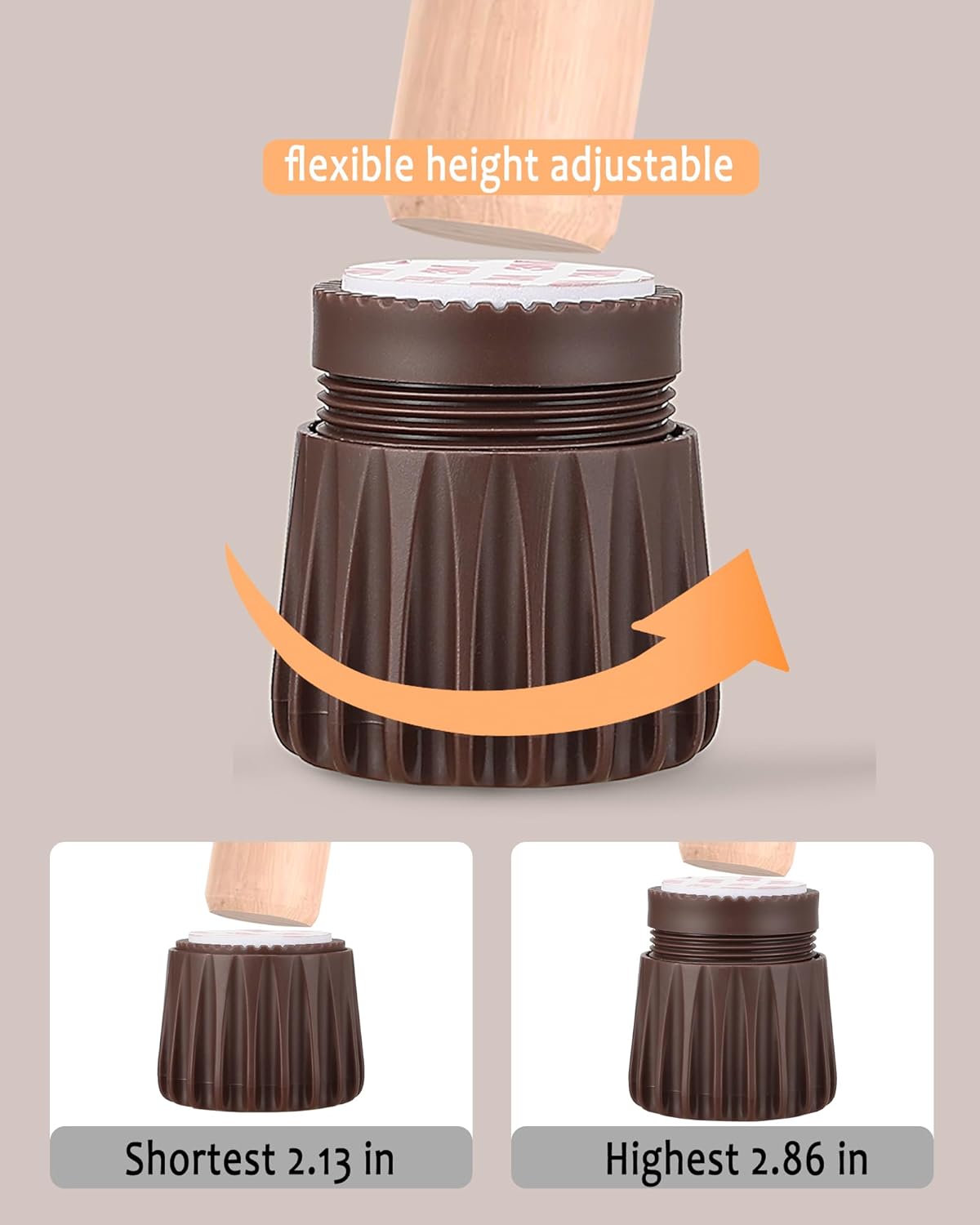 Adjustable Furniture Bed Risers 2.1-2.8 inch Durable Plastic Silicone Anti Slip 4 pcs T578