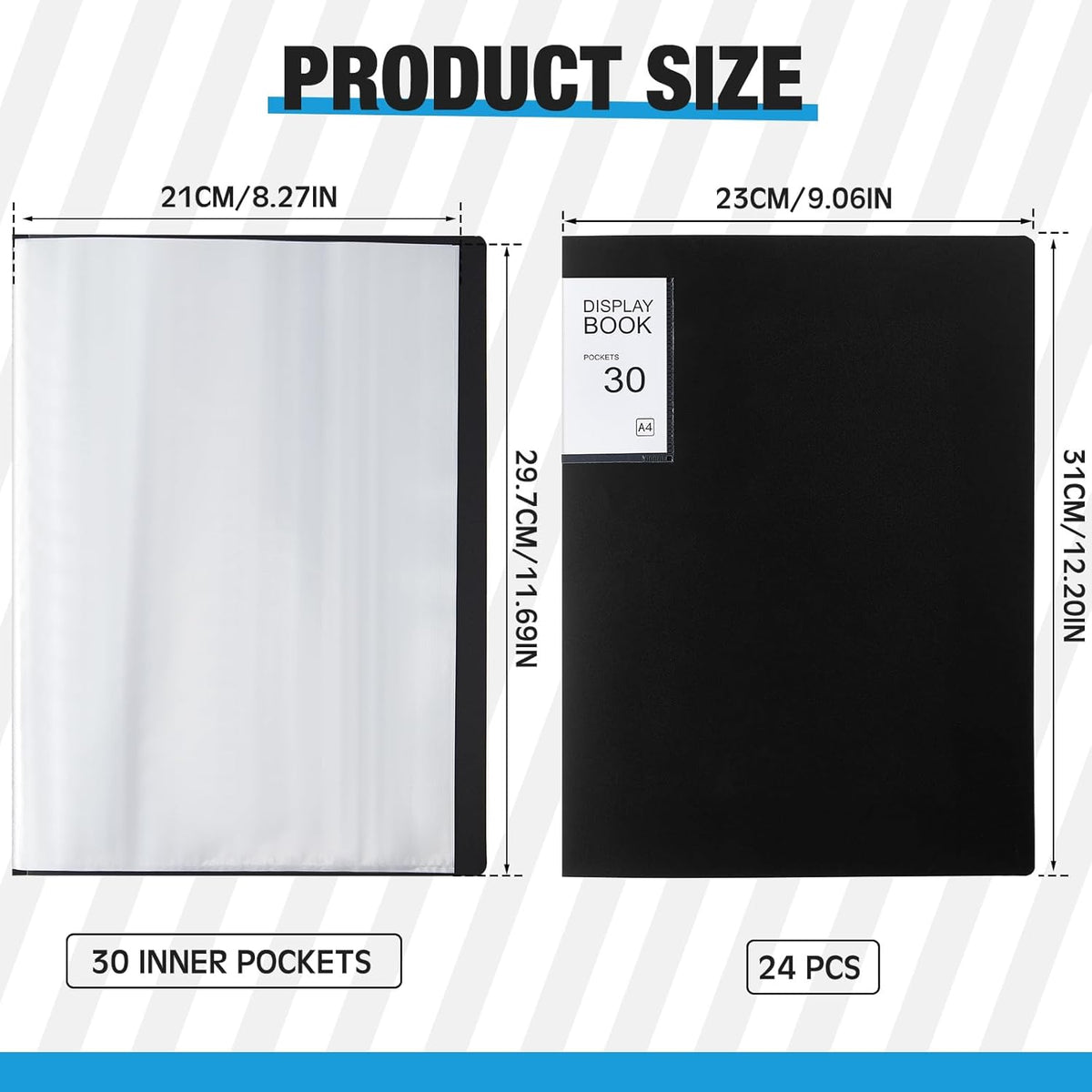 24 Pcs Black 30 Pocket Art Portfolio Binder Q1947