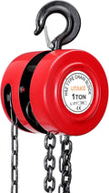 1 Ton 10 Feet Manual Hand Chain Hoist with 2 Hooks, Red Pack of 2 W9839
