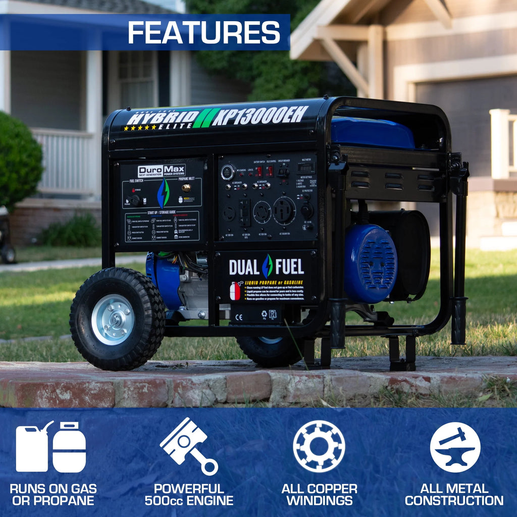 13,000-Watt 500cc Portable Hybrid Gas Propane Generator W9193