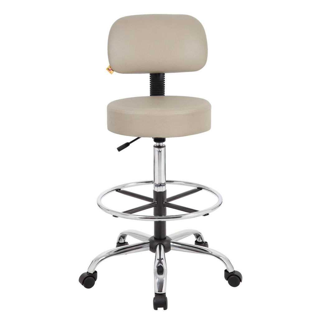Beige Caressoft Medical Drafting Stool with Back Cushion E578936